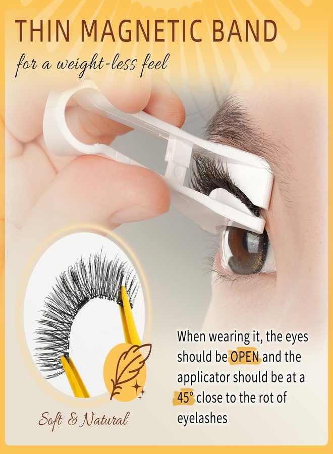 QUEWEL Magnetic Eyelashes 1 Pair Reusable Magnetic Eyelashes with Applicator No Glue Needed Eyelashes Cat Eye Natural Look Lash Clusters Kit Easy to Wear and Remove(B08) - Image 3